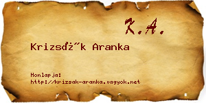Krizsák Aranka névjegykártya