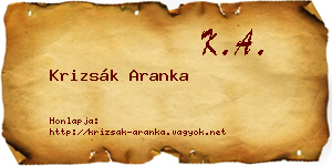 Krizsák Aranka névjegykártya