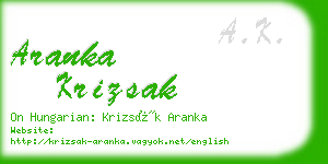 aranka krizsak business card